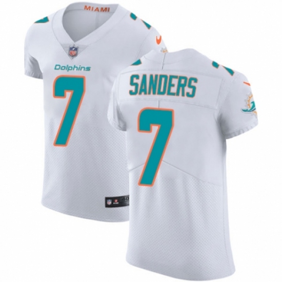 Men's Nike Miami Dolphins 7 Jason Sanders White Vapor Untouchable Elite Player NFL Jersey