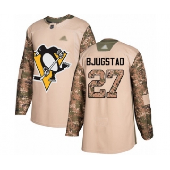 Youth Pittsburgh Penguins 27 Nick Bjugstad Authentic Camo Veterans Day Practice Hockey Jersey