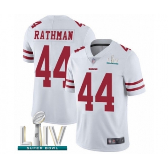 Men's San Francisco 49ers 44 Tom Rathman White Vapor Untouchable Limited Player Super Bowl LIV Bound Football Jersey