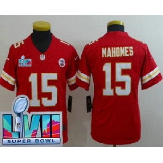 Youth Kansas City Chiefs 15 Patrick Mahomes Limited Red Super Bowl LVII Vapor Jersey