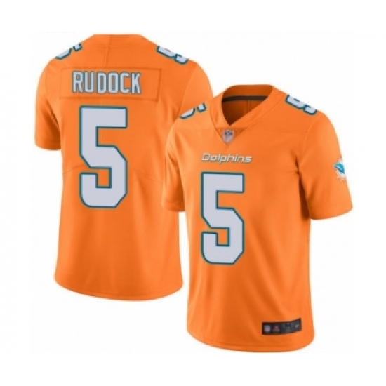 Men's Miami Dolphins 5 Jake Rudock Limited Orange Rush Vapor Untouchable Football Jersey