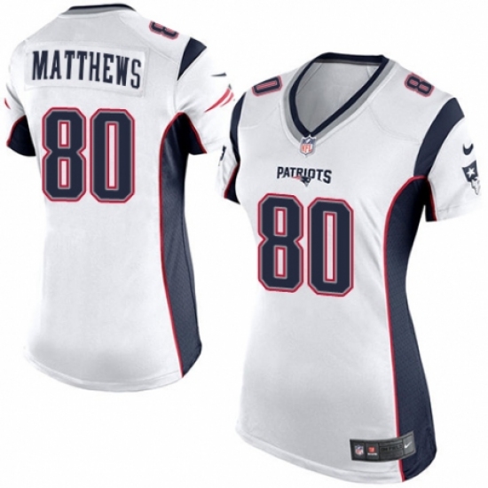 Women's Nike New England Patriots 80 Jordan Matthews Game White NFL Jersey