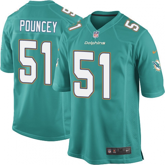 Youth Nike Miami Dolphins 51 Mike Pouncey Game Aqua Green Team Color NFL Jersey