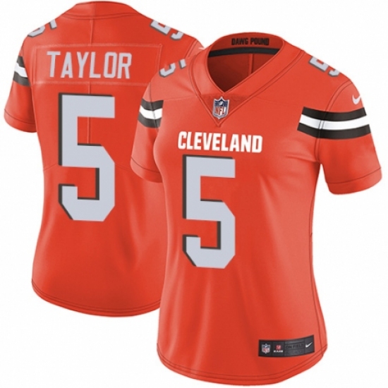 Women's Nike Cleveland Browns 5 Tyrod Taylor Orange Alternate Vapor Untouchable Limited Player NFL Jersey