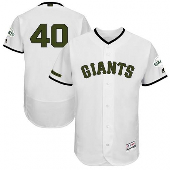 Men's Majestic San Francisco Giants 40 Madison Bumgarner White Memorial Day Authentic Collection Flex Base MLB Jersey