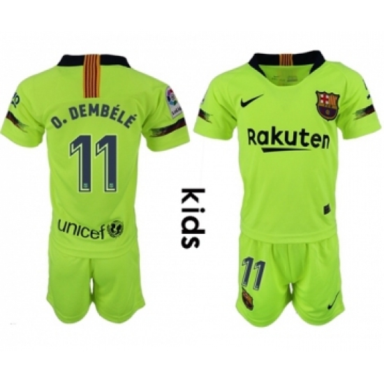 Barcelona 11 O.Dembele Away Kid Soccer Club Jersey