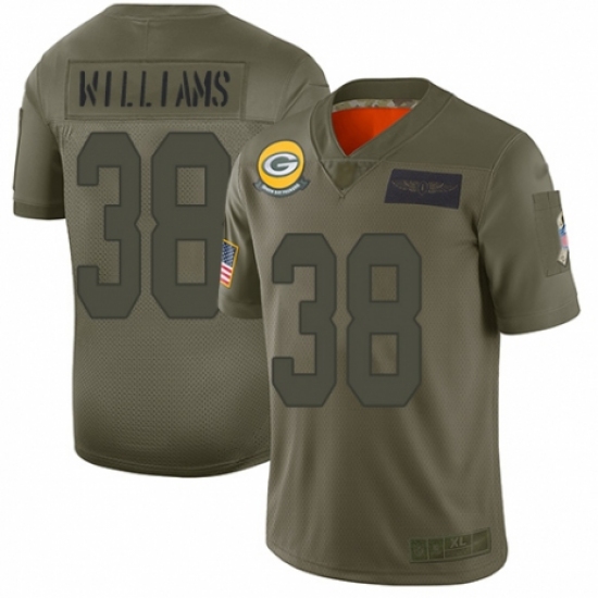 Women's Green Bay Packers 38 Tramon Williams Limited Camo 2019 Salute to Service Football Jersey