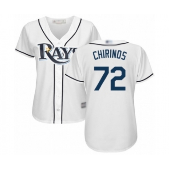 Women's Tampa Bay Rays 72 Yonny Chirinos Authentic White Home Cool Base Baseball Player Jersey