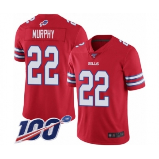 Men's Buffalo Bills 22 Marcus Murphy Limited Red Rush Vapor Untouchable 100th Season Football Jersey
