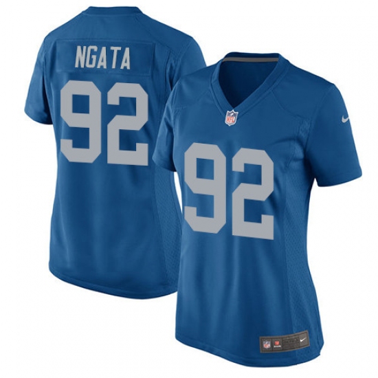Women's Nike Detroit Lions 92 Haloti Ngata Game Blue Alternate NFL Jersey