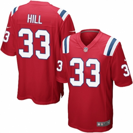 Men's Nike New England Patriots 33 Jeremy Hill Game Red Alternate NFL Jersey