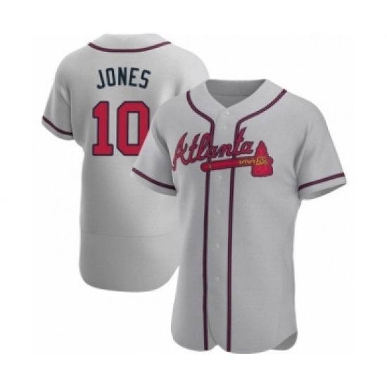 Men's Chipper Jones 10 Atlanta Braves Gray Authentic Road Jersey