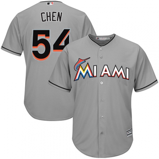 Youth Majestic Miami Marlins 54 Wei-Yin Chen Authentic Grey Road Cool Base MLB Jersey