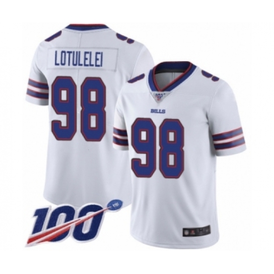 Men's Buffalo Bills 98 Star Lotulelei White Vapor Untouchable Limited Player 100th Season Football Jersey