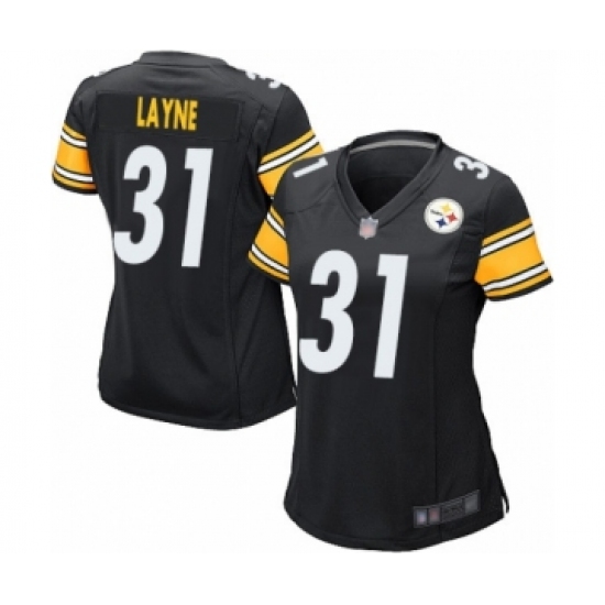 Women's Pittsburgh Steelers 31 Justin Layne Game Black Team Color Football Jersey