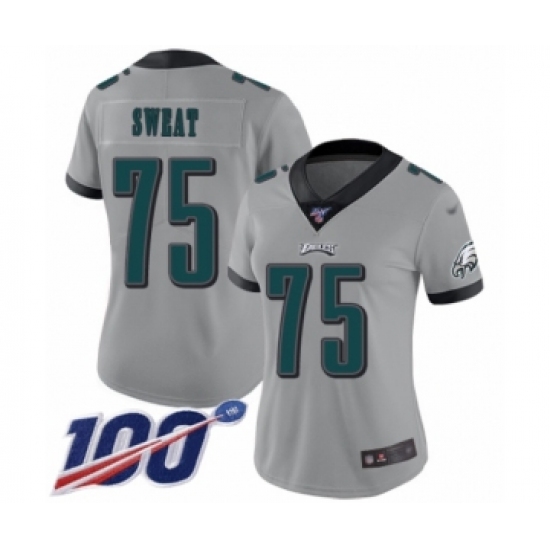 Women's Philadelphia Eagles 75 Josh Sweat Limited Silver Inverted Legend 100th Season Football Jersey
