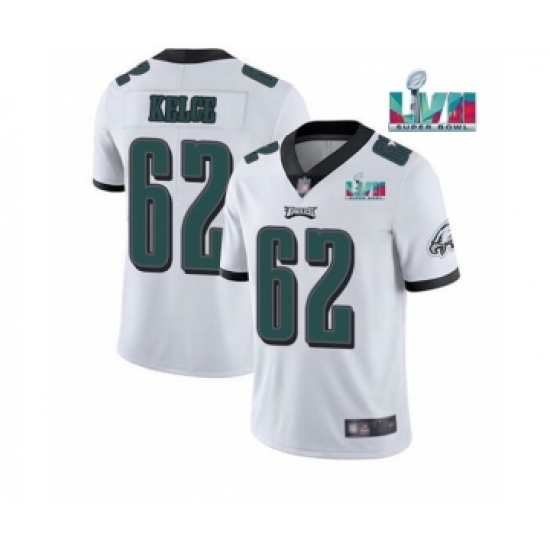Men's Philadelphia Eagles 62 Jason Kelce White Super Bowl LVII Patch Vapor Untouchable Limited Stitched Jersey