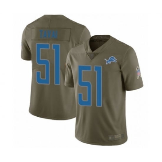 Youth Detroit Lions 51 Jahlani Tavai Limited Olive 2017 Salute to Service Football Jersey