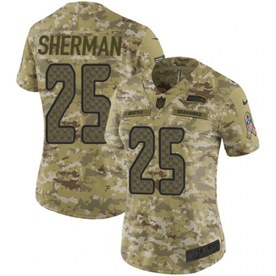 Women's Nike Seattle Seahawks 25 Richard Sherman Limited Camo 2018 Salute to Service NFL Jersey
