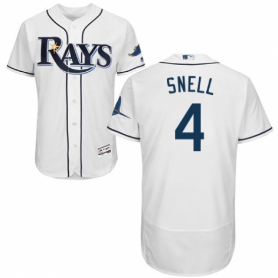 Men's Majestic Tampa Bay Rays 4 Blake Snell Home White Home Flex Base Authentic Collection MLB Jersey