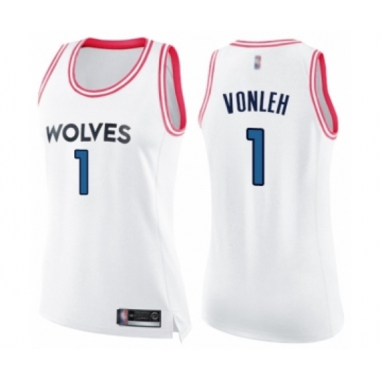 Women's Minnesota Timberwolves 1 Noah Vonleh Swingman White Pink Fashion Basketball Jersey