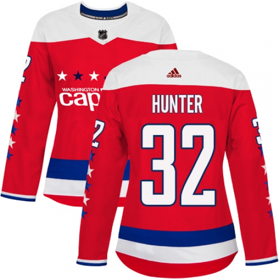 Women's Adidas Washington Capitals 32 Dale Hunter Authentic Red Alternate NHL Jersey