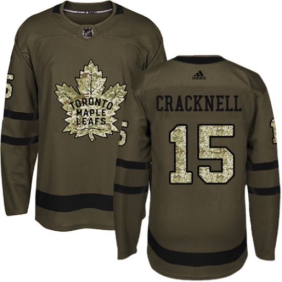 Youth Adidas Toronto Maple Leafs 15 Adam Cracknell Authentic Green Salute to Service NHL Jersey