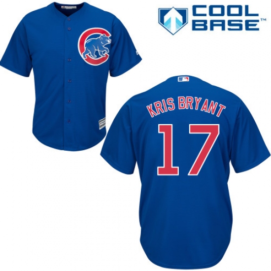 Men's Majestic Chicago Cubs 17 Kris Bryant Replica Royal Blue Alternate Cool Base MLB Jersey