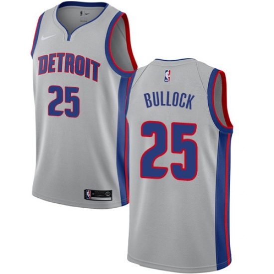 Men's Nike Detroit Pistons 25 Reggie Bullock Swingman Silver NBA Jersey Statement Edition
