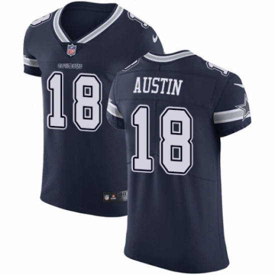 Men's Nike Dallas Cowboys 18 Tavon Austin Navy Blue Team Color Vapor Untouchable Elite Player NFL Jersey