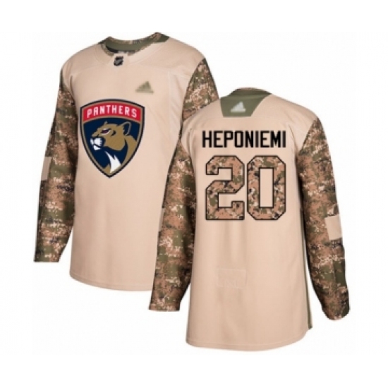 Men's Florida Panthers 20 Aleksi Heponiemi Authentic Camo Veterans Day Practice Hockey Jersey
