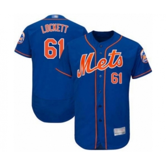 Men's New York Mets 61 Walker Lockett Royal Blue Alternate Flex Base Authentic Collection Baseball Player Jersey