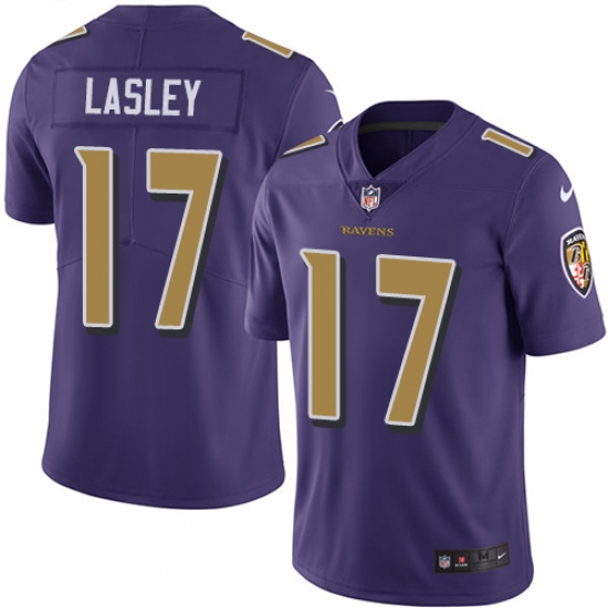 Youth Nike Baltimore Ravens 17 Jordan Lasley Limited Purple Rush Vapor Untouchable NFL Jersey
