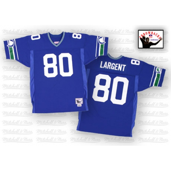 Mitchell And Ness Seattle Seahawks 80 Steve Largent Blue Authentic Throwback NFL Jersey