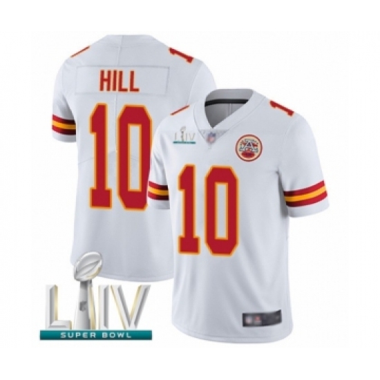 Youth Kansas City Chiefs 10 Tyreek Hill White Vapor Untouchable Limited Player Super Bowl LIV Bound Football Jersey
