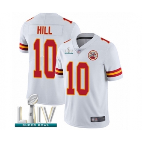 Youth Kansas City Chiefs 10 Tyreek Hill White Vapor Untouchable Limited Player Super Bowl LIV Bound Football Jersey