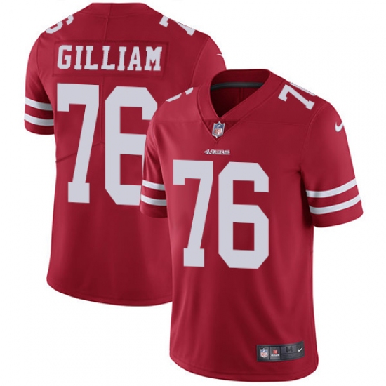 Men's Nike San Francisco 49ers 76 Garry Gilliam Red Team Color Vapor Untouchable Limited Player NFL Jersey
