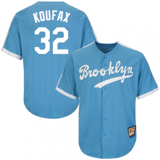Men's Mitchell and Ness Los Angeles Dodgers 32 Sandy Koufax Authentic Light Blue Throwback MLB Jersey