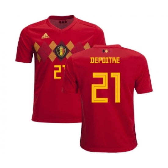 Belgium 21 Depoitre Home Kid Soccer Country Jersey