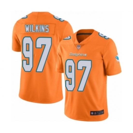 Youth Miami Dolphins 97 Christian Wilkins Limited Orange Rush Vapor Untouchable Football Jersey