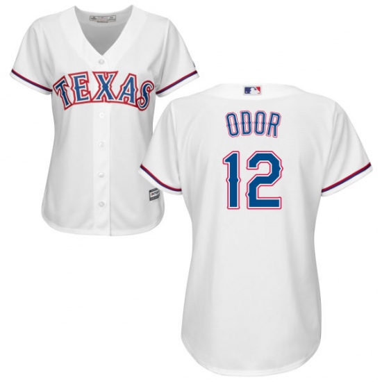 Women's Majestic Texas Rangers 12 Rougned Odor Replica White Home Cool Base MLB Jersey