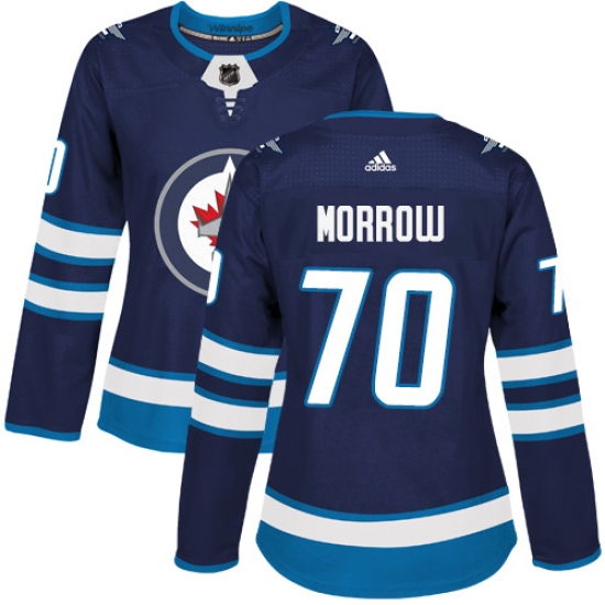 Women's Adidas Winnipeg Jets 70 Joe Morrow Authentic Navy Blue Home NHL Jersey