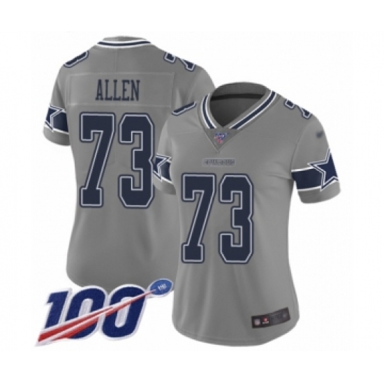 Women's Dallas Cowboys 73 Larry Allen Limited Gray Inverted Legend 100th Season Football Jersey