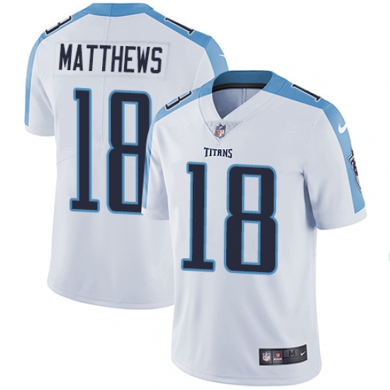 Youth Nike Tennessee Titans 18 Rishard Matthews White Vapor Untouchable Limited Player NFL Jersey