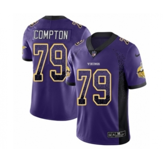 Men's Nike Minnesota Vikings 79 Tom Compton Limited Purple Rush Drift Fashion NFL Jersey