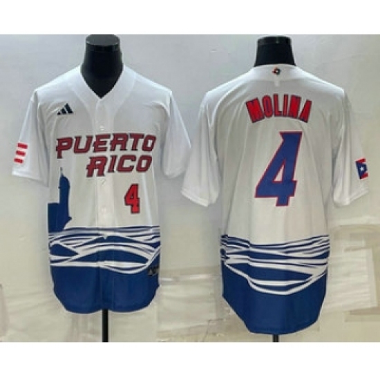 Men's Puerto Rico Baseball 4 Carlos Correa Number 2023 White World Baseball Classic Stitched Jerseys