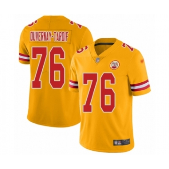 Women's Kansas City Chiefs 76 Laurent Duvernay-Tardif Limited Gold Inverted Legend Football Jersey