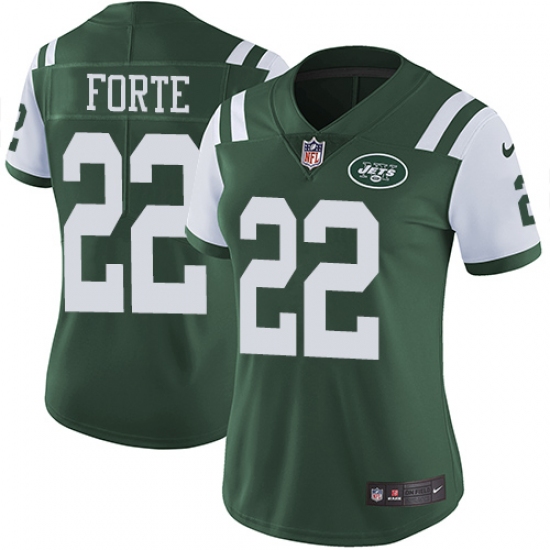 Women's Nike New York Jets 22 Matt Forte Green Team Color Vapor Untouchable Limited Player NFL Jersey
