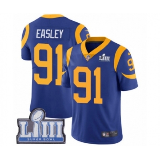 Men's Nike Los Angeles Rams 91 Dominique Easley Royal Blue Alternate Vapor Untouchable Limited Player Super Bowl LIII Bound NFL Jersey