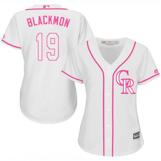 Women's Majestic Colorado Rockies 19 Charlie Blackmon Replica White Fashion Cool Base MLB Jersey